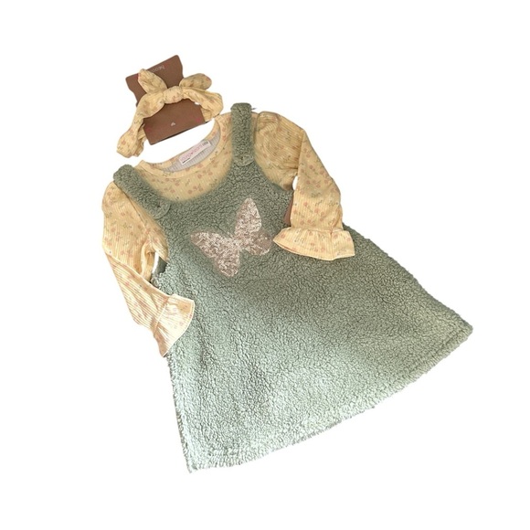 New! Young Hearts Romper, Onesie and Headband sz 18 mos - Picture 1 of 9